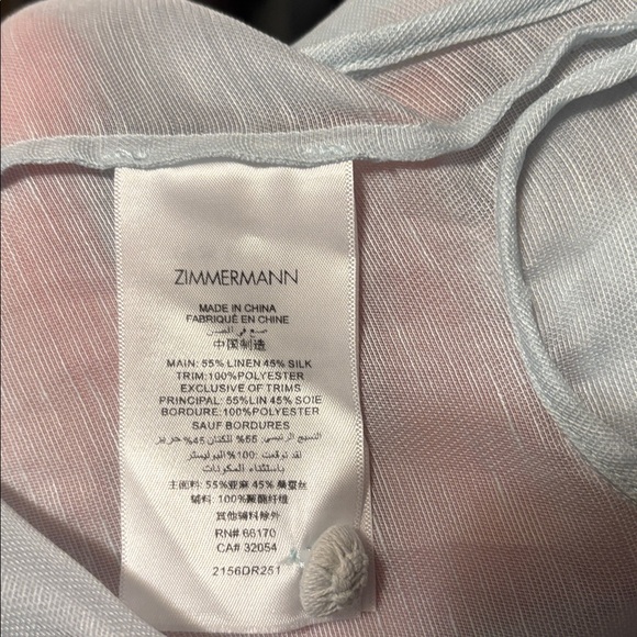 Zimmermann Sheer Long Sleeve Dress in Light Blue and White - Picture 6 of 7